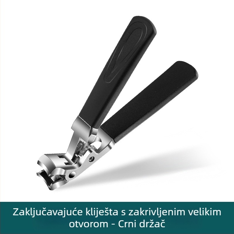 Klešta za nokte s zakrivljenim dizajnom i dugom drškom – veliki otvor, plosno usta, prijenosni kućni alat; materijal: plastika + nehrđajući čelik
