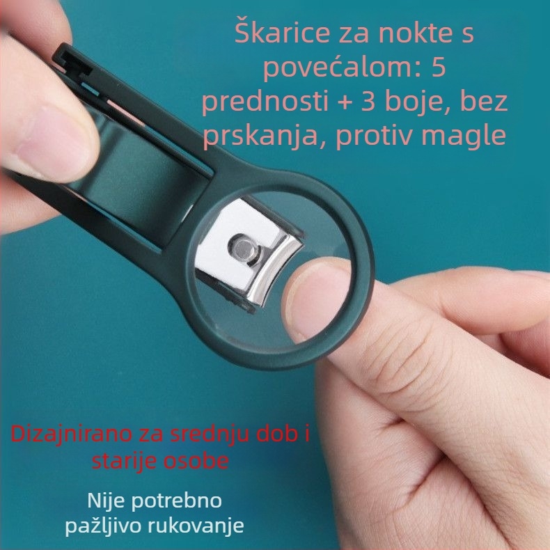 Yuhua kliješta za nokte s povećalom, universalna upotreba, materijal plastika + nehrđajući čelik, zaštita od prskanja, višefunkcionalni