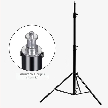 Fotografski stalak za lampu s držačem za mobitel, materijal: aluminijska legura + željezo + plastika; nosivost 10 kg; broj segmenata 3; promjer cijevi 24/27/31 mm; težina 1,5 kg
