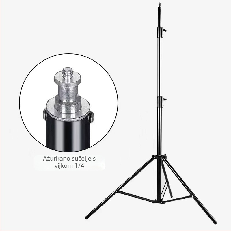 Fotografski stalak za lampu s držačem za mobitel, materijal: aluminijska legura + željezo + plastika; nosivost 10 kg; broj segmenata 3; promjer cijevi 24/27/31 mm; težina 1,5 kg