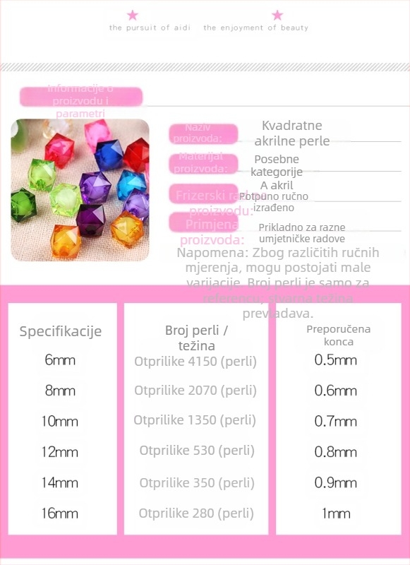 Akrilne labave perle, obojene