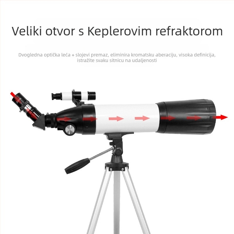 Astronomski teleskop 50070 – visoka razlučivost, velika povećava, dvostruka namjena za promatranje neba i Zemlje, promatranje zvijezda i Mjeseca