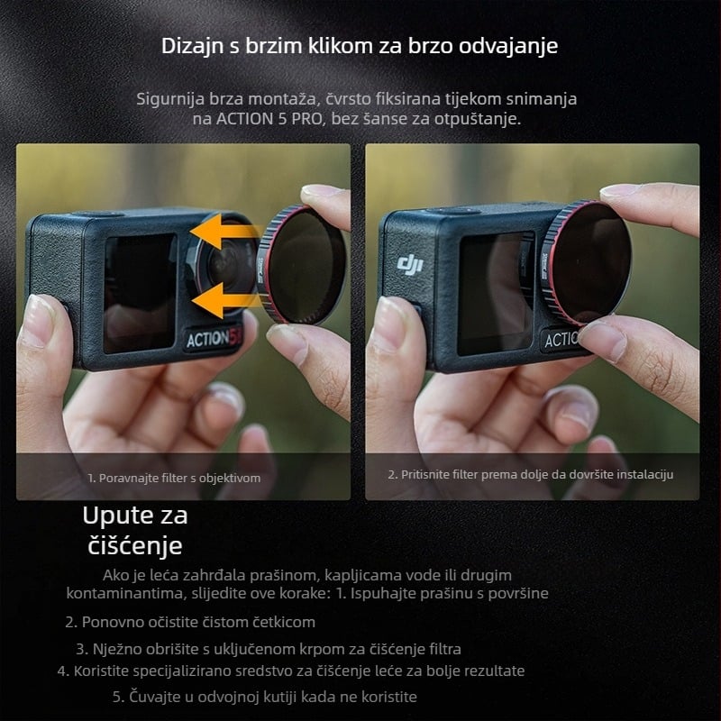 STARTRC Skup filtara za DJI Action5 Pro: vodootporni filter, CPL polarizator i ND filter — aluminijski okvir + staklo