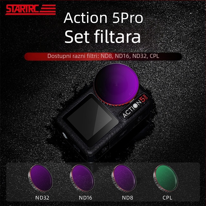 STARTRC Skup filtara za DJI Action5 Pro: vodootporni filter, CPL polarizator i ND filter — aluminijski okvir + staklo