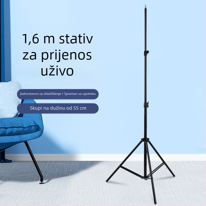 1,6 m teleskopski metalni video stativ i rasvjetni stalak za snimanje, sklopljena visina 55 cm