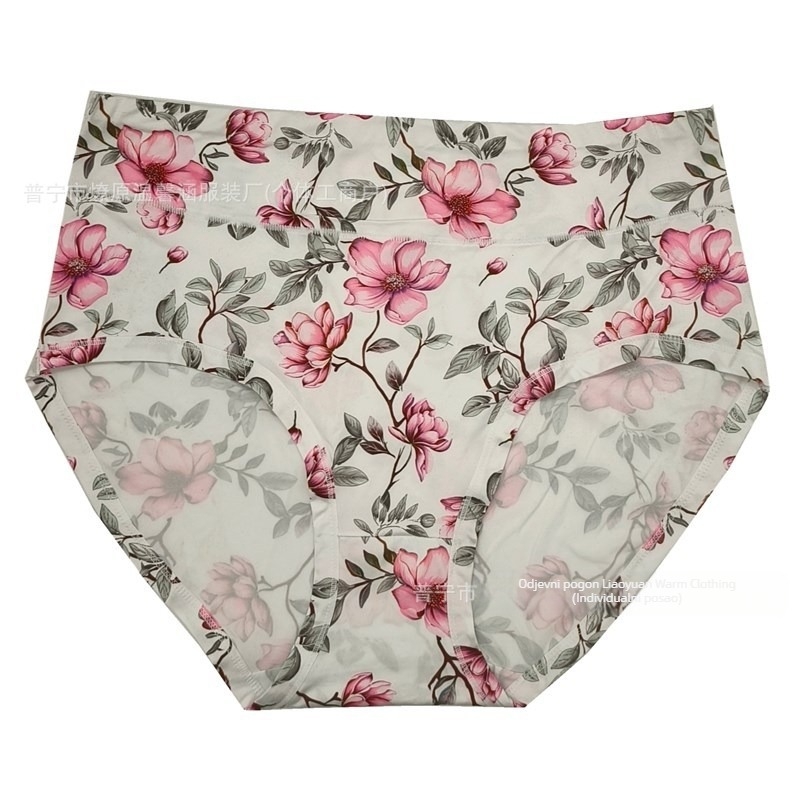 Plus-size ženske gaćice s cvjetnim uzorkom, Milk Silk, visok struk, podizanje stražnjice, prozračne, brzo sušeće