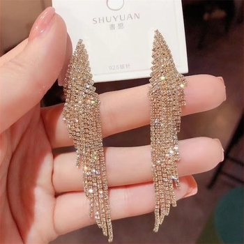 Ženske naušnice – Geometrijski dizajn, strass kameni, dugi krilni privjesci, vintage stil | Liudengqi