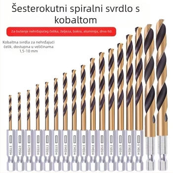 Set od 13 komada bušilica s šesterokutnim držačem, crno-žuto, od čelika visoke brzine, izdržljivo, visoke kvalitete