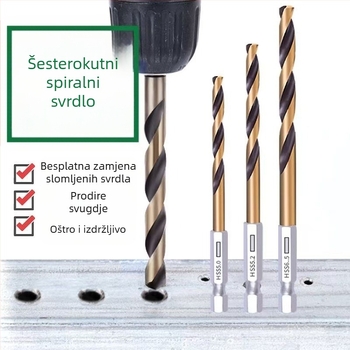Set od 13 komada bušilica s šesterokutnim držačem, crno-žuto, od čelika visoke brzine, izdržljivo, visoke kvalitete