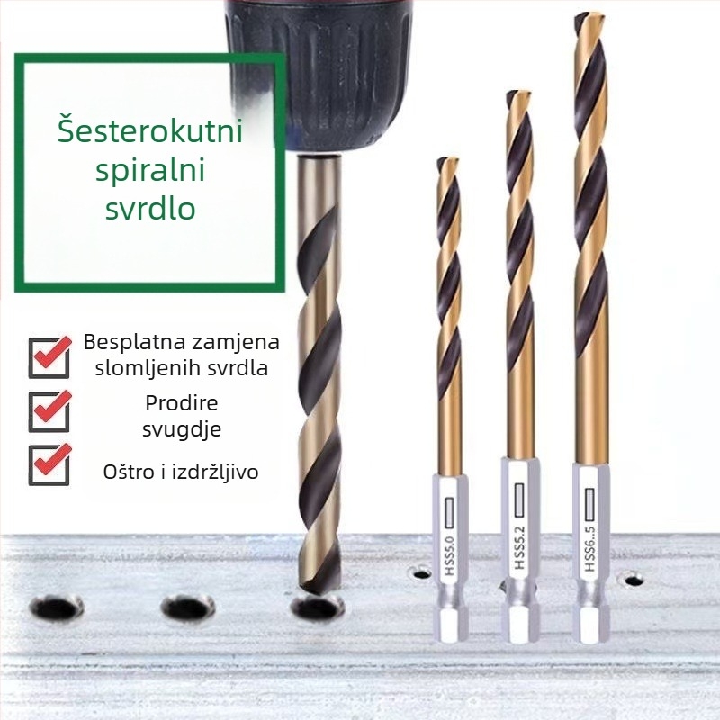 Set od 13 komada bušilica s šesterokutnim držačem, crno-žuto, od čelika visoke brzine, izdržljivo, visoke kvalitete