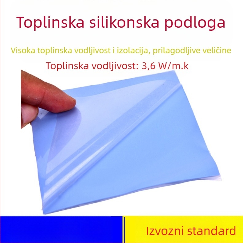 Termalno provodna silikon podloga s aluminijskim punilom za elektroniku – UL-94V0, -40 do 220°C, visoka toplinska vodljivost, prilagodljiva obrada
