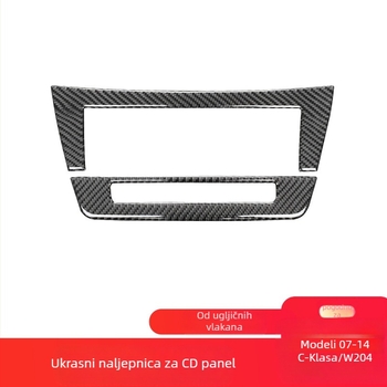 Karbonska vlakna unutarnja obrada za središnji CD panel Mercedes-Benz W212 (07–14 C-klasa/E-klasa) s kristalnom epoksidnom smolom; materijal: karbon vlakna + kristalna epoksidna smola; logo tiskano: OK