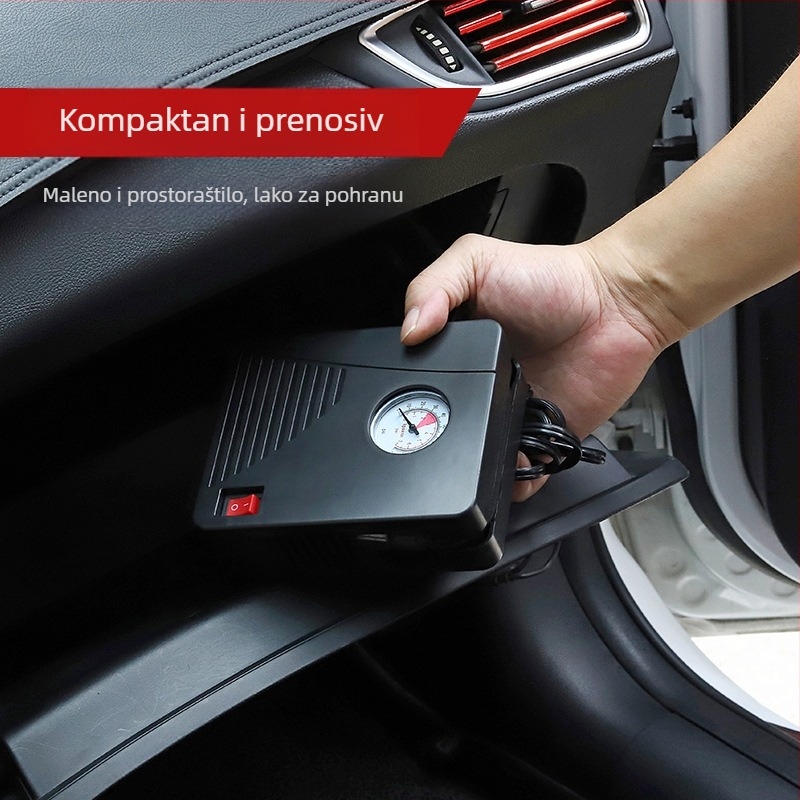Mini pumpa za nadimanje guma za automobile, bicikle i električna vozila — 12V DC, ≤80W, 35 L/min, jednocilindrična