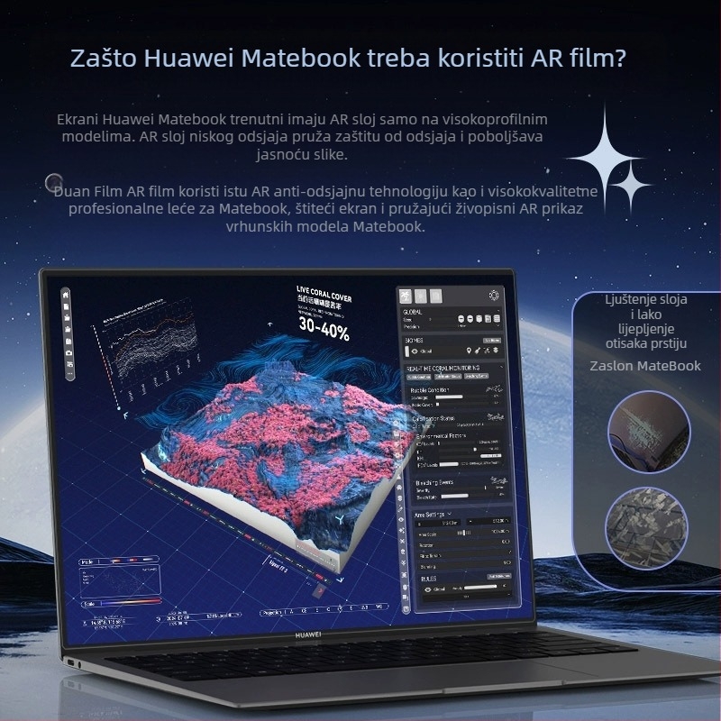 AR antirefleksijska zaštitna folija za Huawei MateBook / Honor MagicBook, anti-odsjaj, otisci prstiju otporna, elektrostaticka adsorpcija