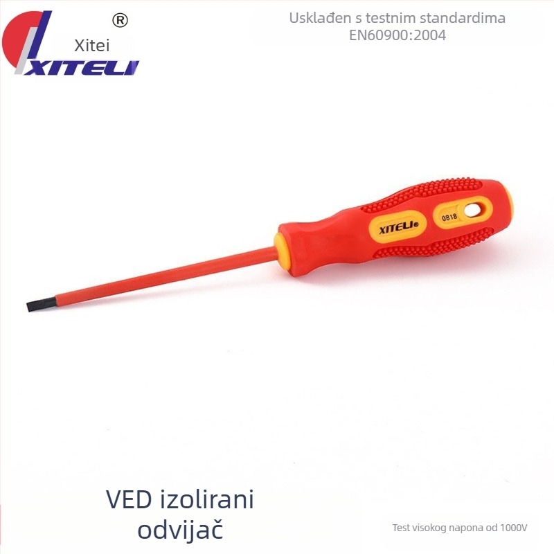 8-dijelni izolirani set odvijača za električare s magnetskim vrhovima, otporni na visoko napone, gumene ručke, Cr-V čelik