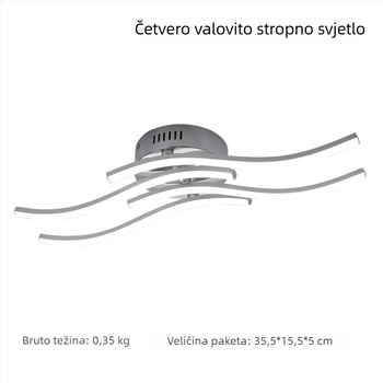 LED stropno svjetlo s četiri vala za dnevni boravak i spavaću sobu, moderni minimalistički dizajn, aluminijsko tijelo, 85–265V, CRI ≥90, rasvjetna površina 10–15㎡