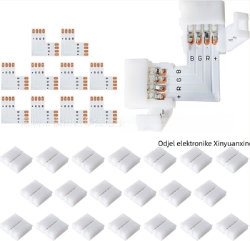 PCB adapter ploča za LED traku RGB s 4 pina, 10 mm, bez lemljenja, kopča za učvršćivanje, L-oblik konektor s pravim kutem