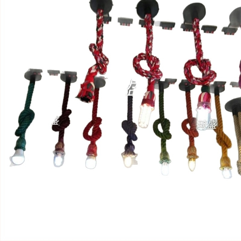 Retro luster od konopljinog užeta – LED osvjetljenje, 1 glava, podesiva visina 1,5 m, rasvjetna površina 5–10 m²