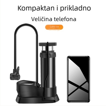 Nožna pumpa za automobile, bicikle, motocikle i električna vozila — visoki tlak, jednocilindarska, 25 L/min, s manometrom