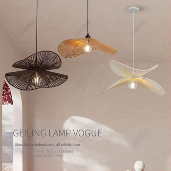 Viseći luster s užadi – LED rasvjeta, željezno tijelo, 220V, jedna glava, abažur od užadi