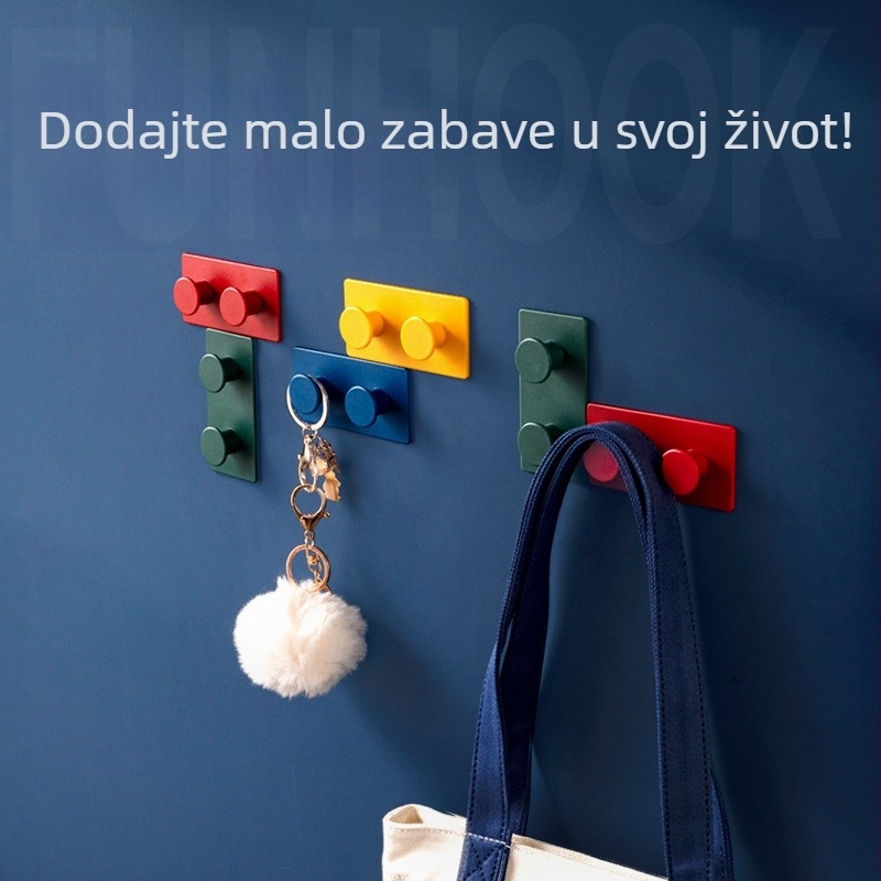 Zidni vješal s dvostrukim kukama, bez bušenja, ABS, ljepljivi; za kupaonicu, spavaću sobu i hodnik; nosivost do 3 kg; set od 4 komada.