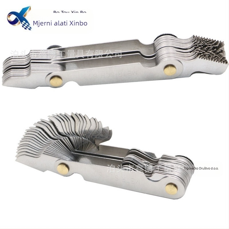 Jinggong kalibar za navoje, set od 58 dijelova, 60° navoja, britanski i američki standard, raspon 0,25–6, nehrđajući čelik