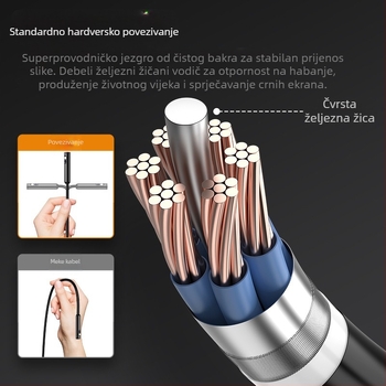 Prijenosni industrijski endoskop sa zaslonom za inspekciju klimatizacijskih cijevi — promjer sonde 8 mm, radna duljina 1000 mm, kut vidnog polja 178°, LED rasvjeta, 200w piksel