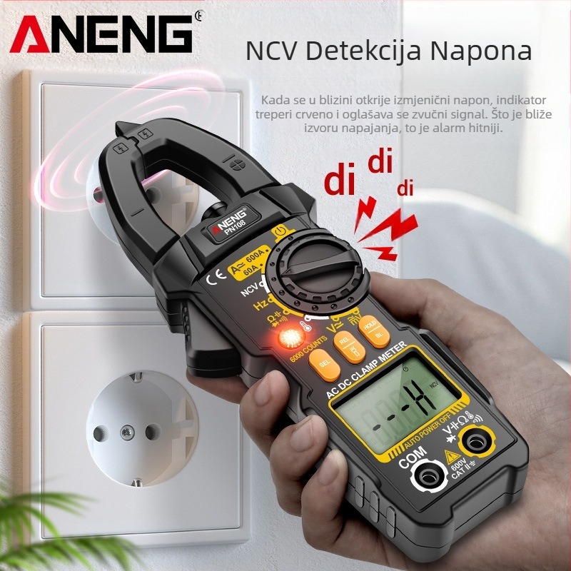 Visoko precizan digitalni kliještni ampermetar za AC/DC visok tok, električarima, višenamjenski digitalni mjerač održavanja