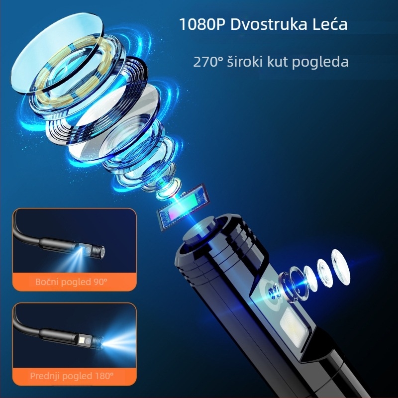 Ručni industrijski endoskop s 4,3-inčnim HD zaslonom i 8 mm objektivom (IP67 • 1080p • 2000mAh • 3–4 h)
