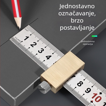 Čelično mjerno pravilo s blokom za pozicioniranje za stolariju – Bunter, 300 mm, marker za označivanje