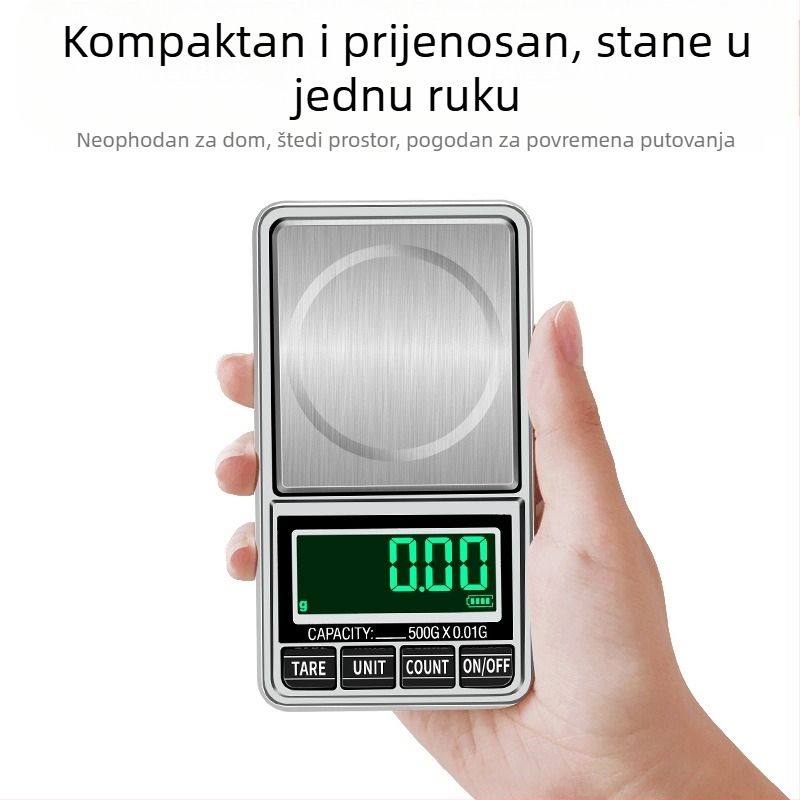 USB napajana prijenosna vaga za zlatni nakit, točnost 0,01 g, džepna kućna vaga