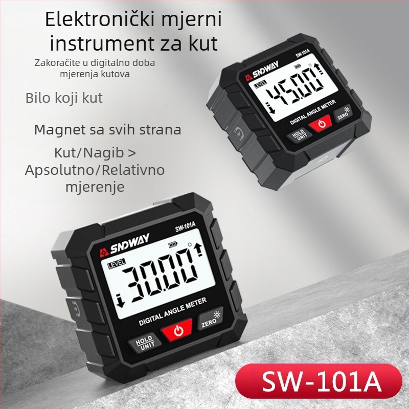 SNDWAY digitalni inclinometar i protractor s rasponom 4×90°, elektronički mjerni alat za kut