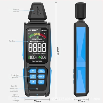 MESTEK EMF02R Detektor elektromagnetnog polja za visoko-frekvencijsko zračenje, kućna upotreba, težina 0,2 kg