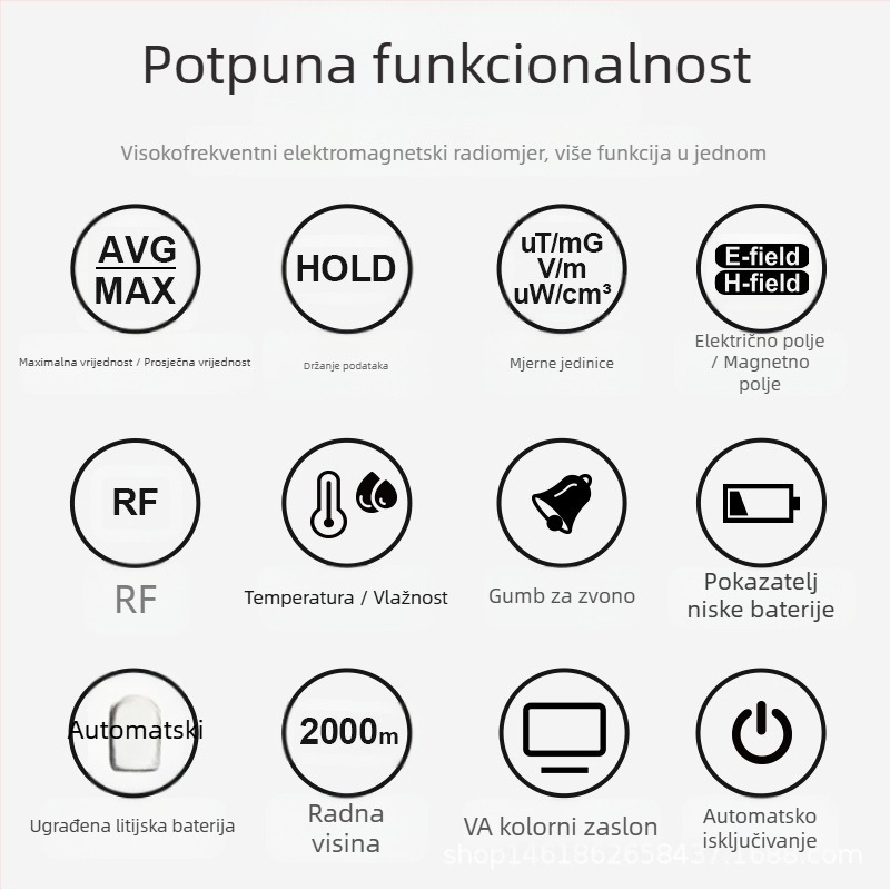 MESTEK EMF02R Detektor elektromagnetnog polja za visoko-frekvencijsko zračenje, kućna upotreba, težina 0,2 kg