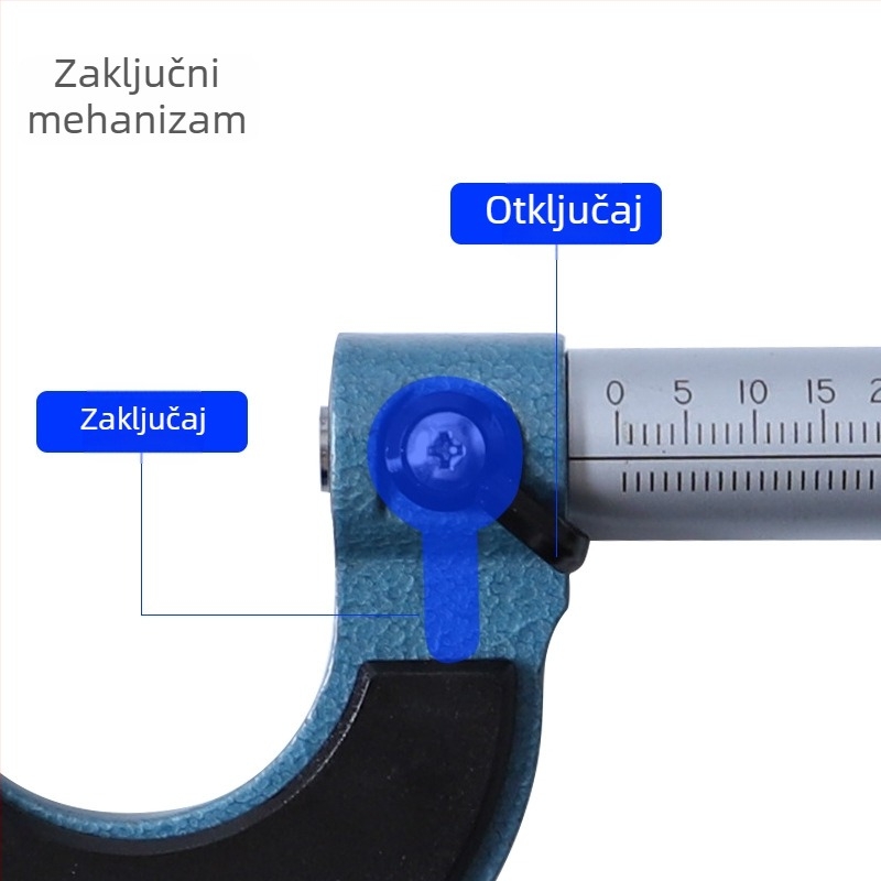 RUITOOL vanjski mikrometar, 0-25 mm / 0-1″, visoka preciznost, mehanički vijčani mikrometar