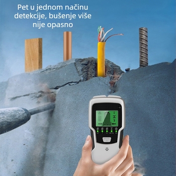 SH501 ručni detektor zidova s pet u jednoj funkciji; raspon mjerenja 12,7–60 mm; veličina sonde 60 mm; alarm Roar