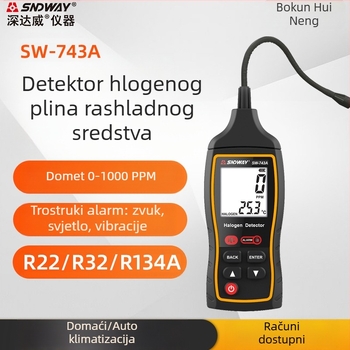 Detektor halogenih plinova SW-743A tvrtke Deep Dawei za otkrivanje curenja rashladnog plina, napajanje 1,5V AAA×2