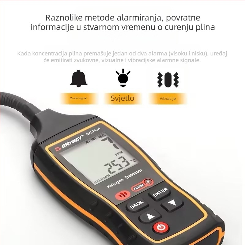 Detektor halogenih plinova SW-743A tvrtke Deep Dawei za otkrivanje curenja rashladnog plina, napajanje 1,5V AAA×2