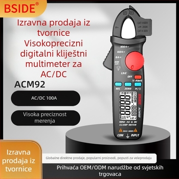 BSIDE ACM92 Digitalni AC/DC klampski mjerač, 100 A, 600 V, 6000 Ω