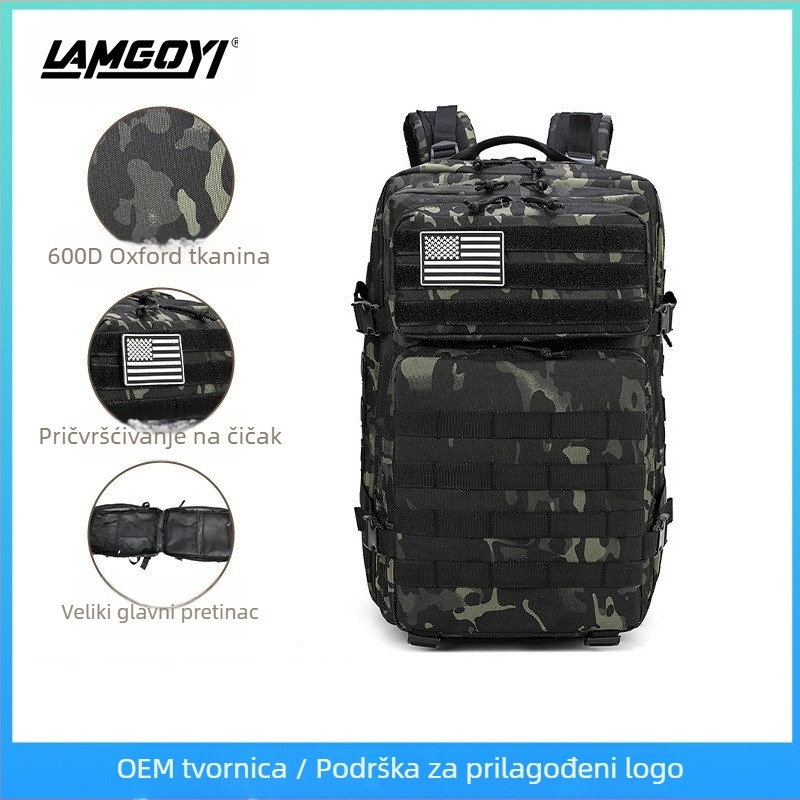 Kane vanjski taktički ruksak za putovanja 45L s odjelom suho/mokro, unisex, za sport i fitness