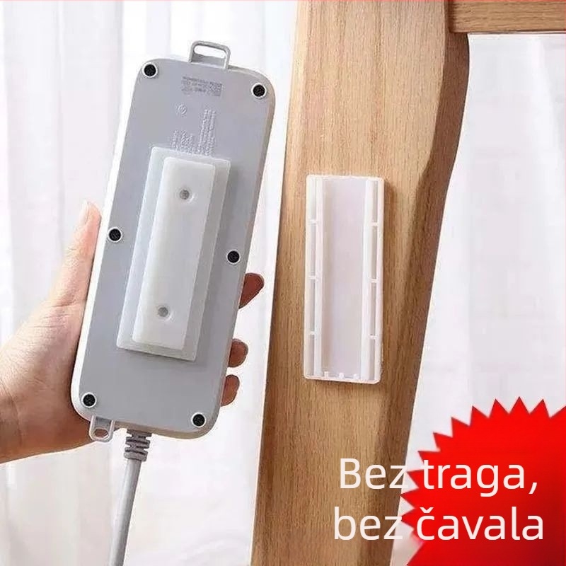 Samoljepljivi držač utičnice za zid, bez bušenja, plastika, japanski stil, za stolno pohranjivanje
