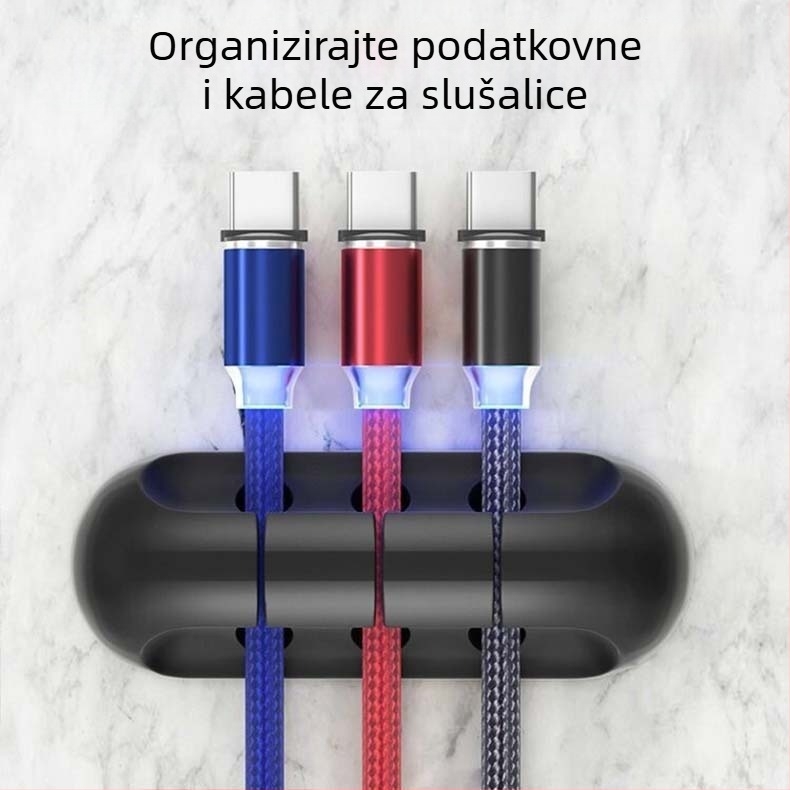 Silikonski organizator kablova s ljepilom za stolni prostor - za napajanje, miš, slušalice i podatkovne kablove