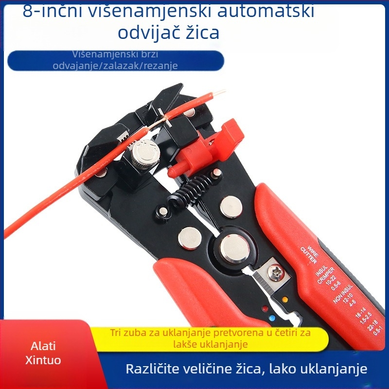 Klešta za skidanje izolacije kabela, automatska, za električare, od visokougljičnog čelika, 0,305 kg, duljina ručki 153 mm, New Extension