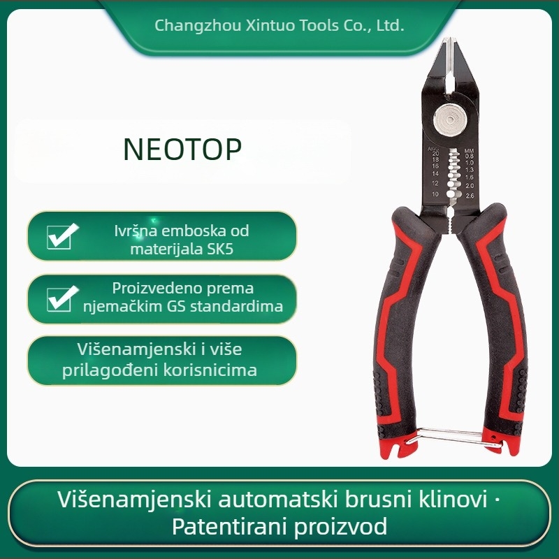 NEOTOP Dvostruko funkcijske dijagonalne kliješta za skidanje izolacije kabelskih vodova, 50# čelik, težina 0,2 kg, ručni alat