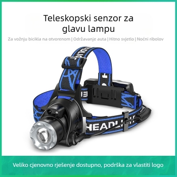 LED čelna lampica za kampiranje od aluminijske legure, baterija 4800mAh, snaga 10W, ručno pokretanje, domet 200–500 m