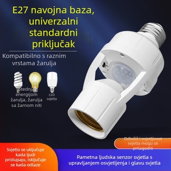 Držač lampe s radar-senzorom pokreta, automatsko uključivanje, podesiv, E27 navoj, 220V/10A