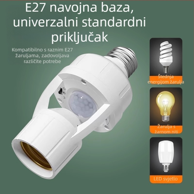 Držač lampe s radar-senzorom pokreta, automatsko uključivanje, podesiv, E27 navoj, 220V/10A