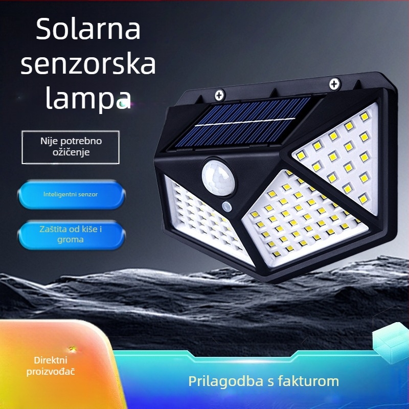 Vanjska LED zidna svjetiljka na solarnu energiju s senzorom pokreta, IP55