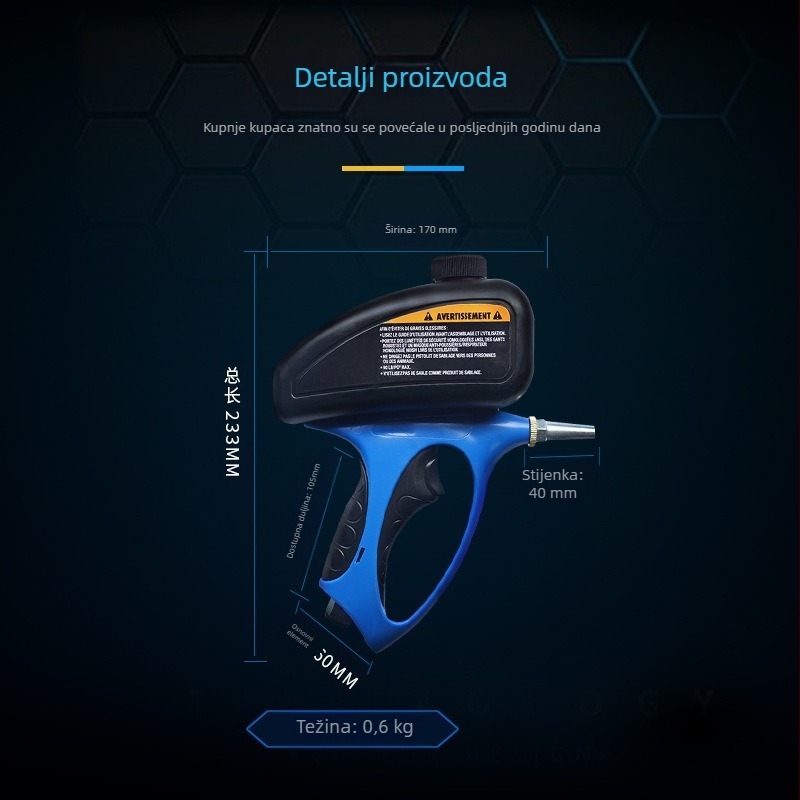 Pneumatska pištolj za pijesakarenje za staklo i graviranje na grobovima, otporna na hrđu, serija 1, klasifikacija 11, područje primjene 4