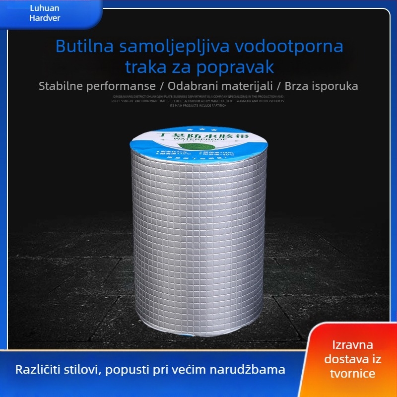 Butilna traka od aluminijske folije, vodootporna, za popravke curenja, samoljepljiva za obojene čelične krovne ploče